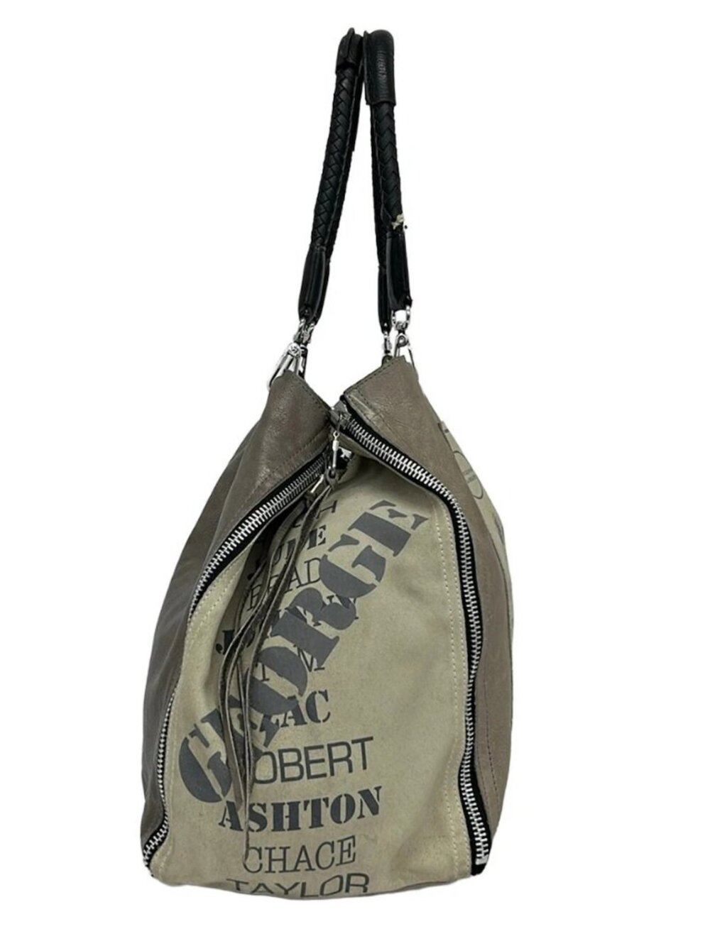 barbara rihl Beige Gray Black Multi Leather Hardware Tote Bag - Picture 4 of 16